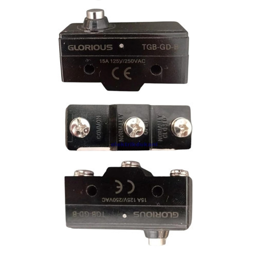 GLORIOUS Kısa Kalın Metal Pimli 1NA + 1NC Makine Pedal Swici Bakalit Gövde Buton (1no 1nc 15 Amper)