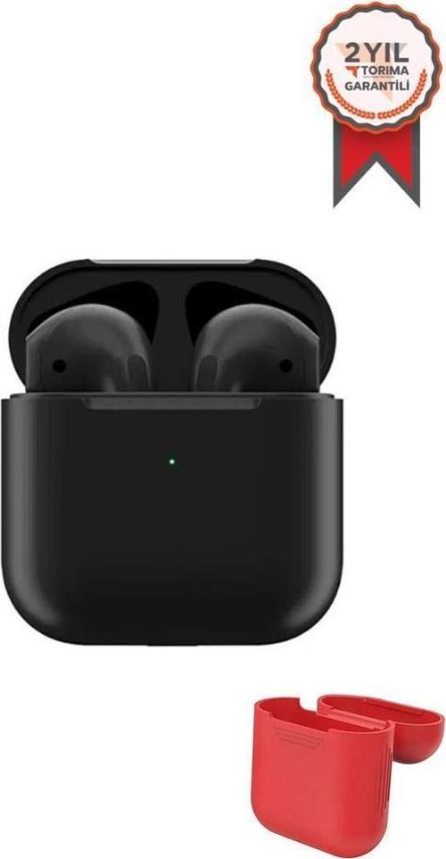 Airpods Air-5S Siyah Ios ve Android Uyumlu Bluetooth Kulaklık Silikon Kılıf Hediyeli Trm-Air5s