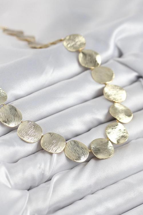 Pirinç Sıralı Para Model Gold Renk Kadın Kolye