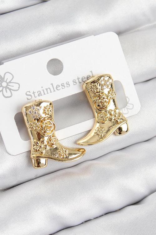 Pirinç Çizme Model Gold Renk Kadın Küpe
