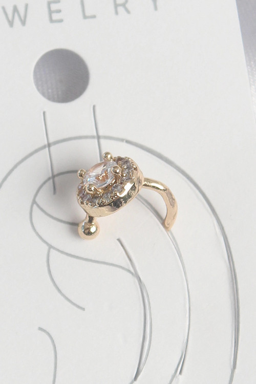 Pirinç Gold Renk Zirkon Taşlı Kadın Kıkırdak Küpe