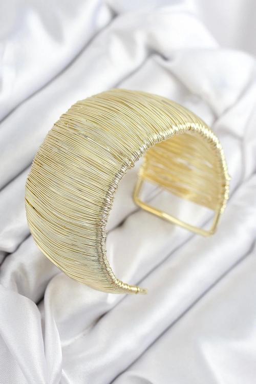 Pirinç Tel Sarma Model Gold Renk Kadın Bileklilk