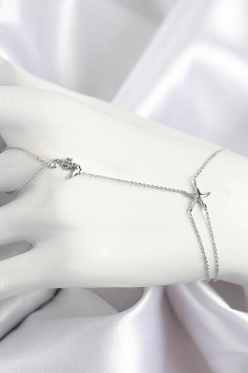 Pirinç Zirkon Taşlı Deniz Atı Ve Yıldız Model Gümüş Renk Şahmeran