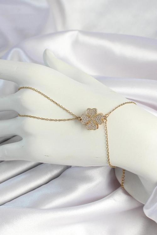 316L Çelik Gold Renk Zincirli Dönen Yonca Figürlü Şahmeran