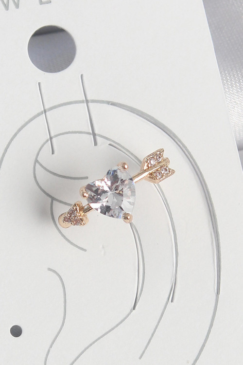 Pirinç Gold Renk Zirkon Taşlı Kalp Ok Model Kadın Kıkırdak Küpe