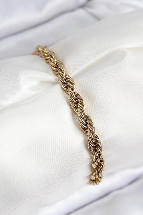 316L Çelik Klasik Burgu Zincir Model Gold Renk Kadın Bileklik