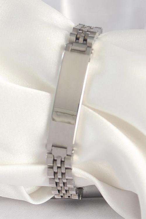 316L Çelik Gümüş Renk Zincir Künye Model Erkek Bileklik