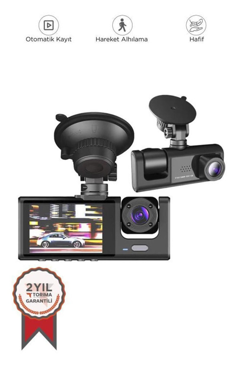 Ta-01 Siyah 1080P Araç İçi 3 Kameralı Lcd Ekranlı Gece Görüşlü , G-Sensör , Geri Görüş Kamera