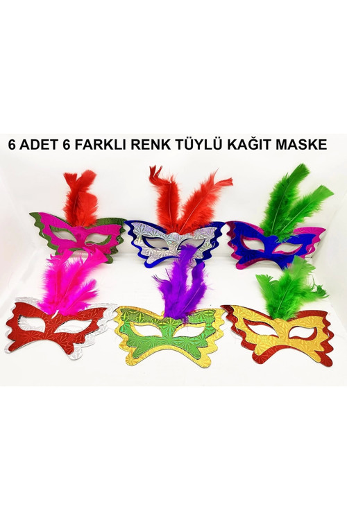Tüylü Kağıt Karnaval Maskesi (639Lı Set)