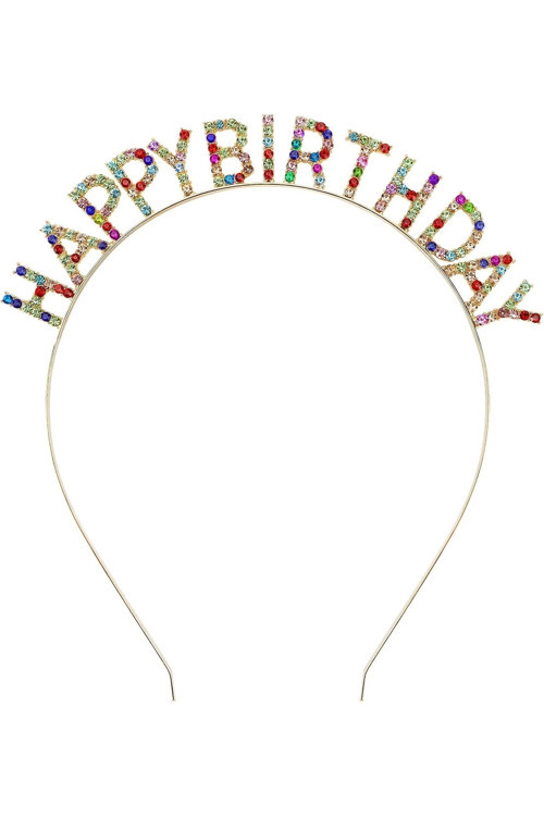 Rengarenk Kristal Taşlı Ekstra Lüks Gümüş Kaplama Happy Birthday Taç 16X17 Cm