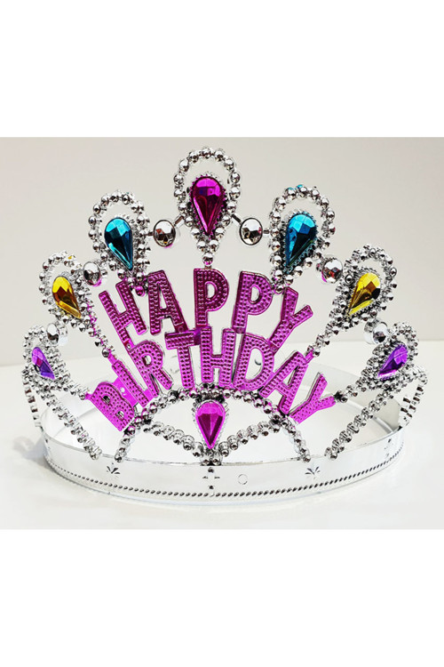 139475 Gümüş Renk Shopzum Happy Birthday Yazılı Doğum Günü Tacı 60 Cm