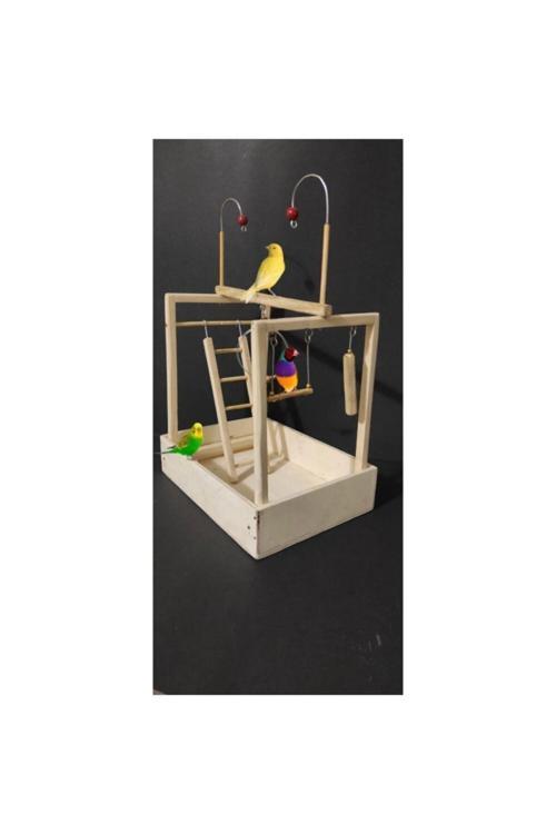 Ahşap Kuş Oyun Parkı Alanı Katlana Bilir 25X18X36 Cm