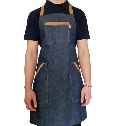 Boydan Askılı Tokalı Önlük Denim Camel