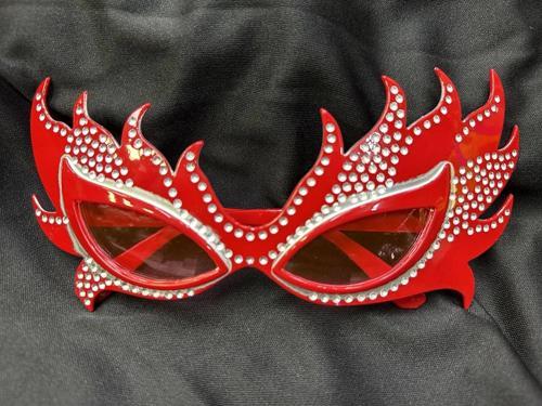 Taşlı Göz Kamaştıran Gecenin Yıldızı Kırmızı Parti Alev Gözlük