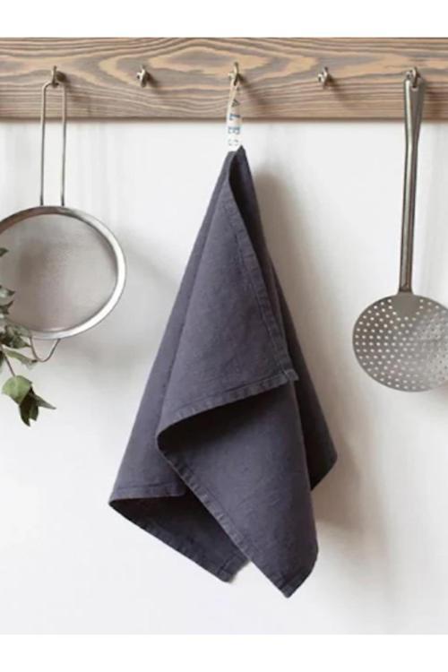 Koyu Gri Keten Mutfak Havlusu