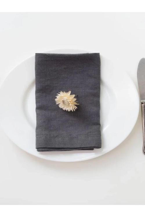 Koyu Gri Keten Peçete Set 2'Li