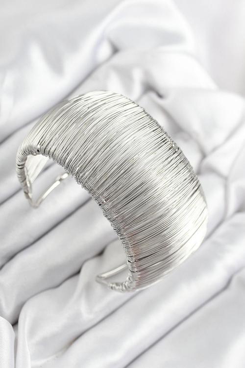 Zarif Kadın için Silver Pirinç Tel Sarma Tarz Bileklilk