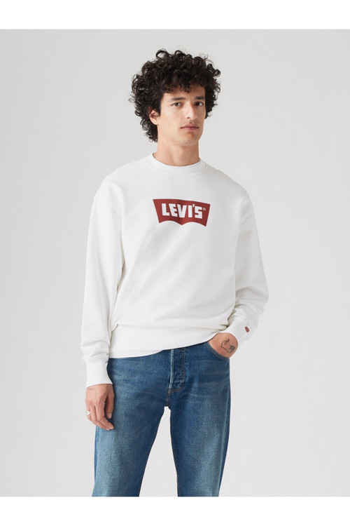 Erkek Premium Rahat Kesim Beyaz Bisiklet Yaka Sweatshirt - 003VK-0003