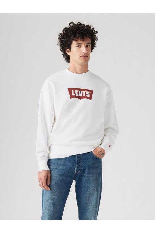 Erkek Premium Rahat Kesim Beyaz Bisiklet Yaka Sweatshirt - 003VK-0003