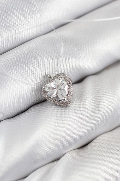 Misineli Kalp Model Gümüş Renk Hayalet Kolye - EBJ250902W37595