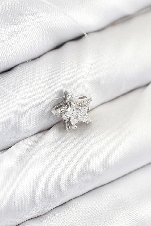 Misineli Yıldız Model Gümüş Renk Hayalet Kolye - EBJ250902W37596