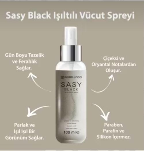 Sasy Black Simli Vücut Spreyi 100 ml