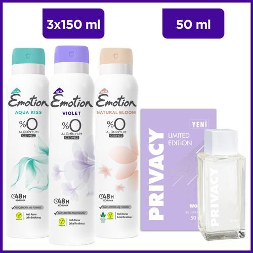 Limited Edition Woman Edt 50 Ml & Emotion Aqua Kiss, Violet, Natural Bloom 3x150 Ml