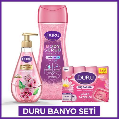 Banyo Seti Pink Delight Body Scrub Duş Jeli 450 Ml,Kiraz Sıvı Sabun 500ml,Çiçek Tazeliği4x150gr