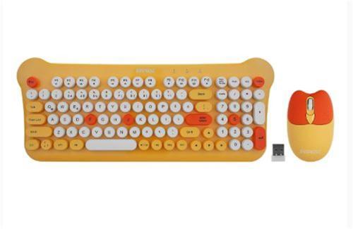 KM-6244 BUNNY Renkli Tuşlu Sarı 2.4 ghz + BT Kablosuz Q Multimedia Klavye + Mouse Set