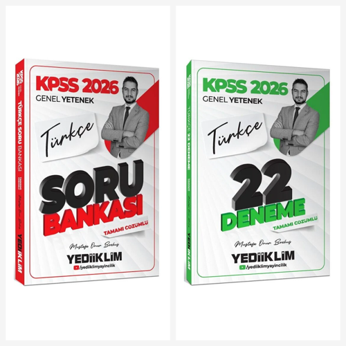 Yediiklim 2026 KPSS Genel Yetenek Türkçe Tamamı Çözümlü Soru Bankası ve Deneme Sınavı Seti Yediiklim