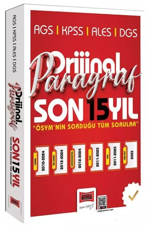 KPSS MEB-AGS ALES DGS Paragraf Orijinal Çıkmış Sorular Son 15 Yıl Çözümlü Yargı Yayınları