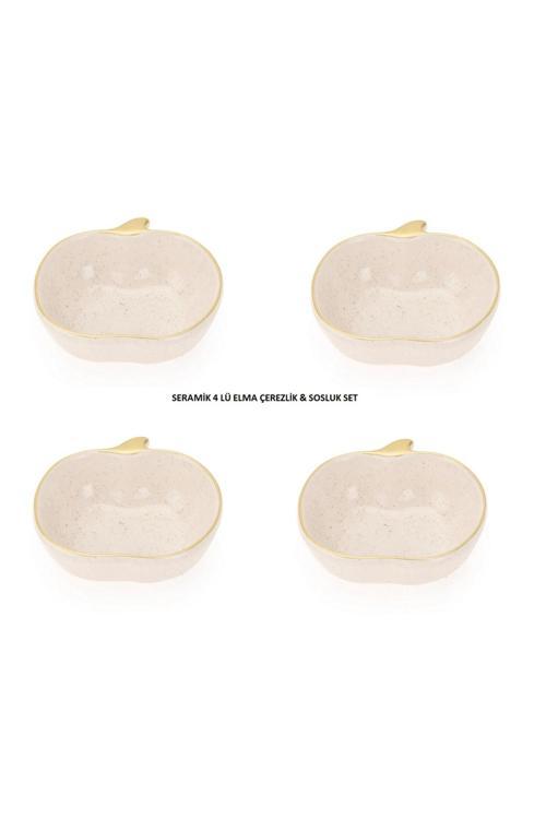 Elma Seramik 4 Lü Çerezlik