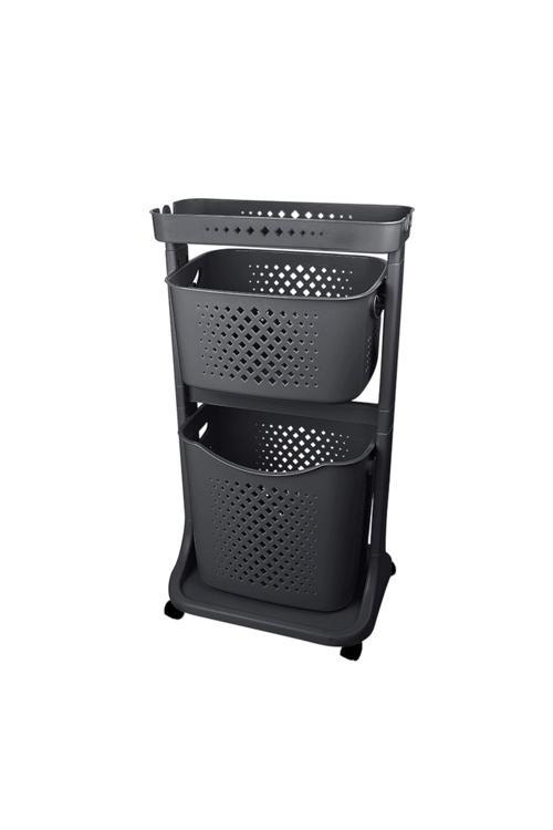 İki Katlı Tekerlekli Çok Amaçlı Sepet - Sebzelik