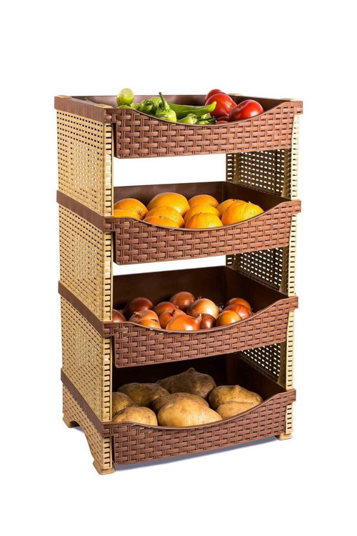 Tp7013 Rattan Mutfak Rafı 4 Katlı Krem 1162789
