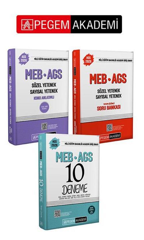PEGEM AKADEMİ 2026 MEB-AGS Soru Bankası Tamamı Çözümlü Sözel Yetenek Sayısal Yetenek +  2026 MEB-AGS