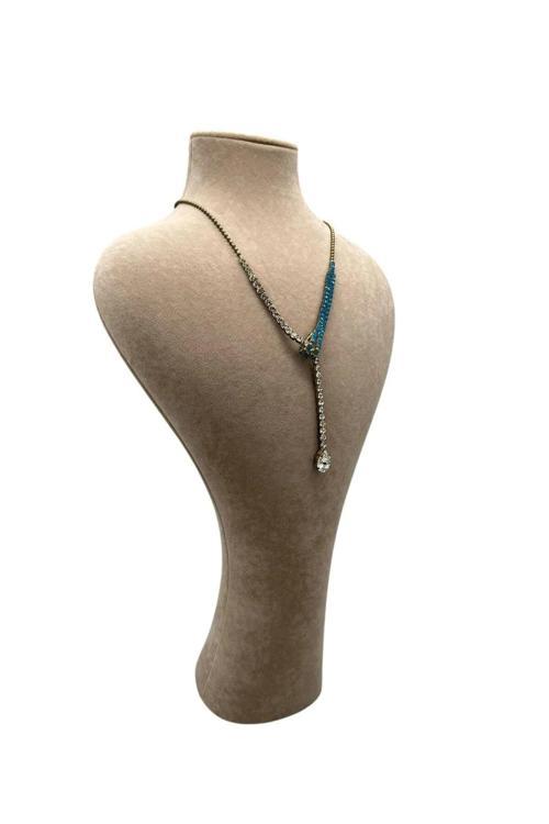 Zeus Model Süet Kumaş Sütlü Kahve Renk 42 22 cm Takım Kolye Sergileme Mankeni