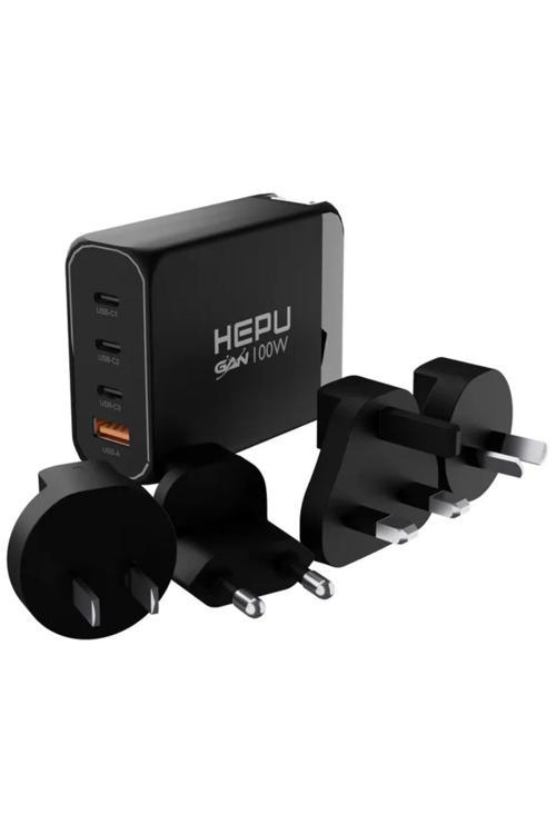 Hepu Hp-304 100Watt Gan Şarj Adaptörü 4-Port Hızlı Seyehat Adaptörü Universal PD 3.0 Qualcomm