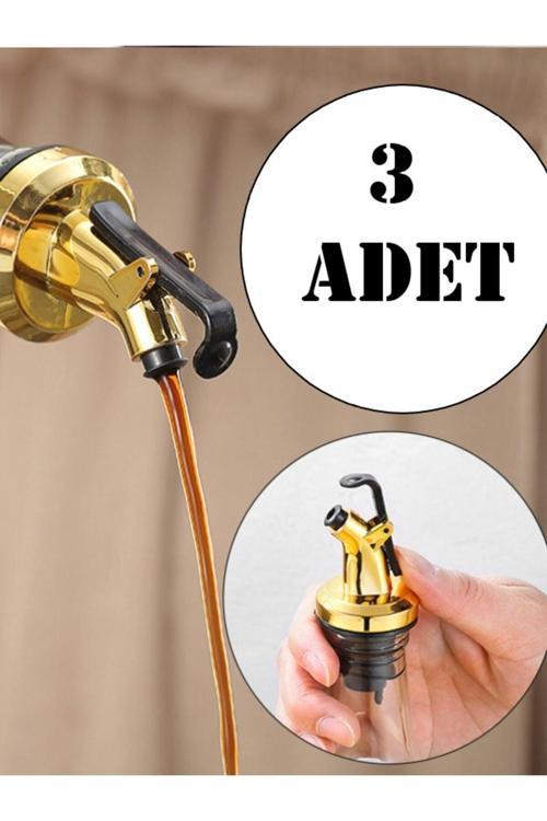 Gold Damlatmaz Yağlık Yağdanlık Tıpası Kapaklı Şişe Ucu Servis Aparatı 3 Lü