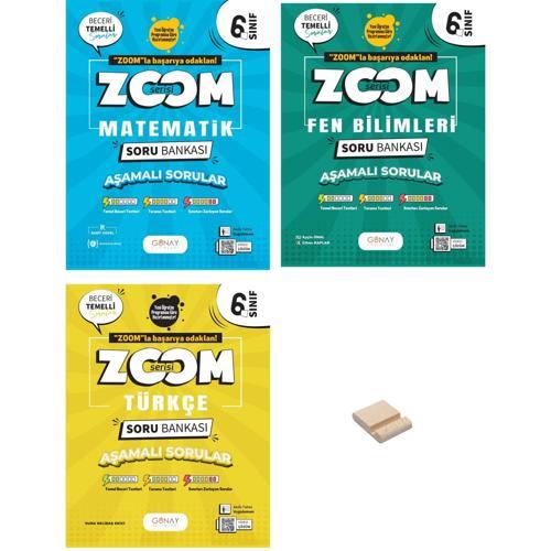 6. Sınıf Zoom Matematik Fen Bilimleri ve Türkçe Soru Bankası 3lü Set + Telefon Standı