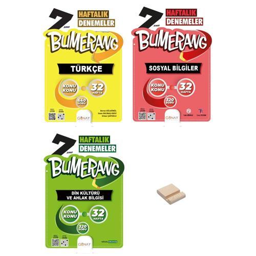 7. Sınıf Bumerang Türkçe Sosyal ve Din Haftalık Denemeleri 3lü Set + Telefon Standı