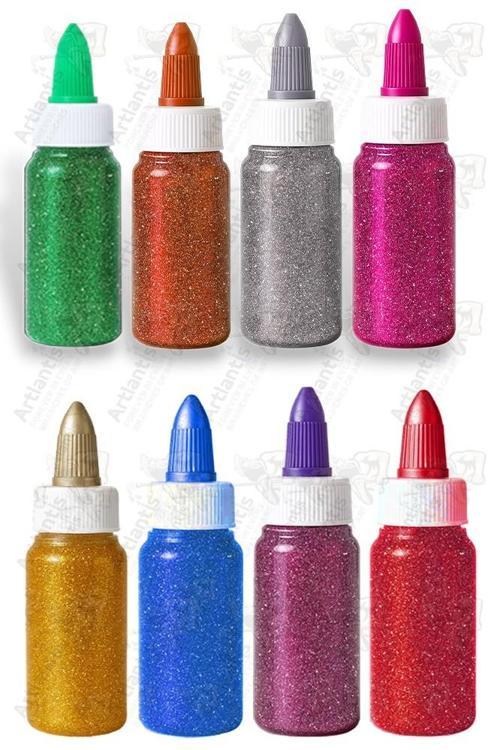 Simli Yapıştırıcı 8 Renk 50gr 1 Paket Bubu Simli Uhu 8 li Anasınıfı Kreş Süsleme Etkinlik Yıkanabilir Zararsız