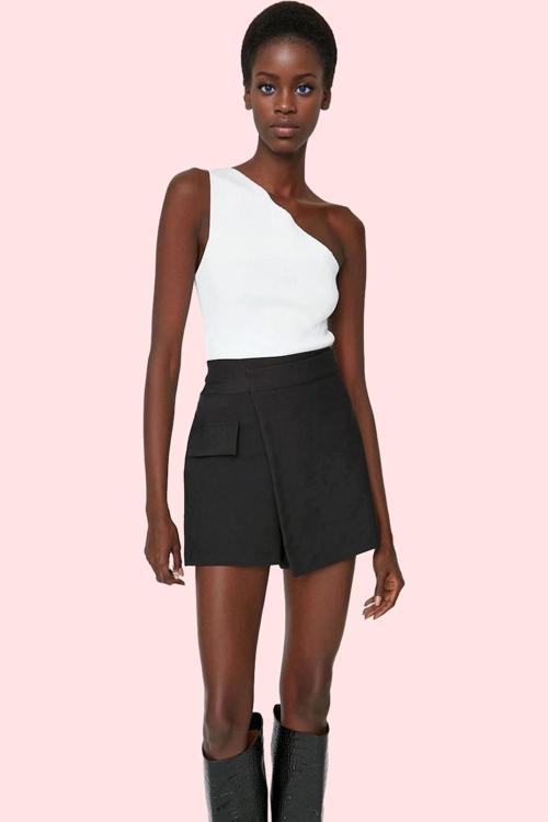 Kadın Düz Şort Etek Kemerli Yüksek Bel Kısa Boy Dokuma Kumaş Günlük Yaz Aylarının Vazgeçilmezi