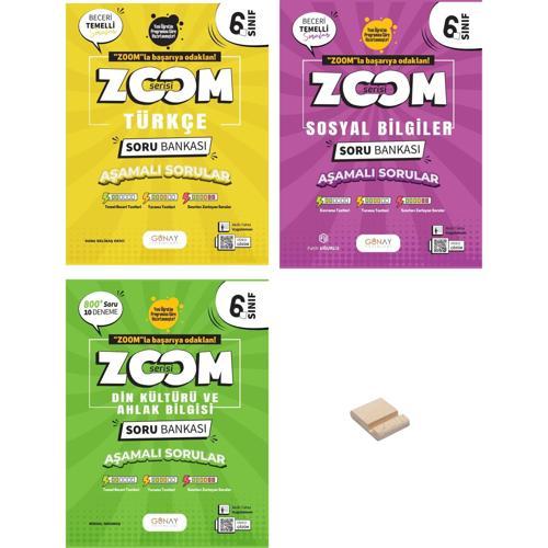 6. Sınıf Zoom Türkçe Sosyal Bilgiler ve Din Kültürü Soru Bankası 3lü Set + Telefon Standı