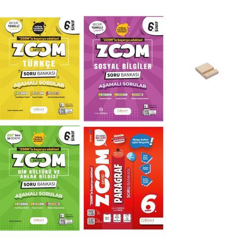 6. Sınıf Zoom Türkçe Sosyal Din ve Paragraf Soru Bankası 4lü Set + Telefon Standı