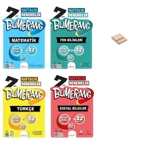 7. Sınıf Bumerang Matematik Fen Türkçe ve Sosyal Haftalık Denemeleri 4lü Set + Telefon Standı