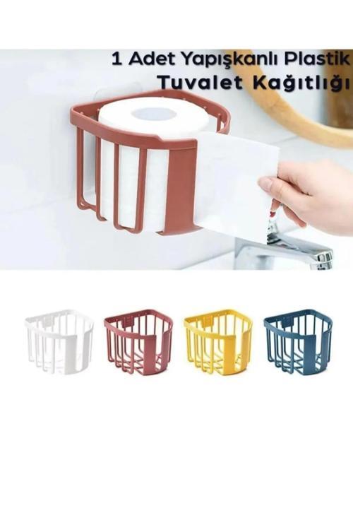 Kendinden Yapışkanlı Tuvalet Kağıtlığı, Peçete Tutacağı Suya Dayanıklı Çok Fonksiyonlu Organizer Raf