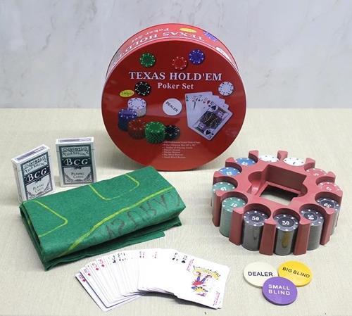 Metal Kutulu 240 Chip Ve 2 Adet İskambil  Kağit Setine Sahip Poker Oyunu Alk3539