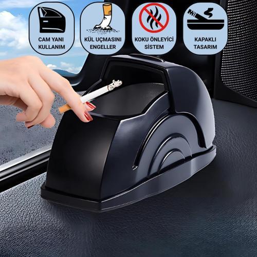 Yeni Nesil Kapaklı Araç Cam Kenarı Oto Küllük Araba Küllüğü Koku Önleyici Araç Kül Tablası