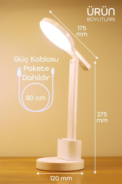 Şarjlı LED Masa Lambası Kalemlik Telefon Standlı Renk Ayarlı Dokunmatik Dimmer S9