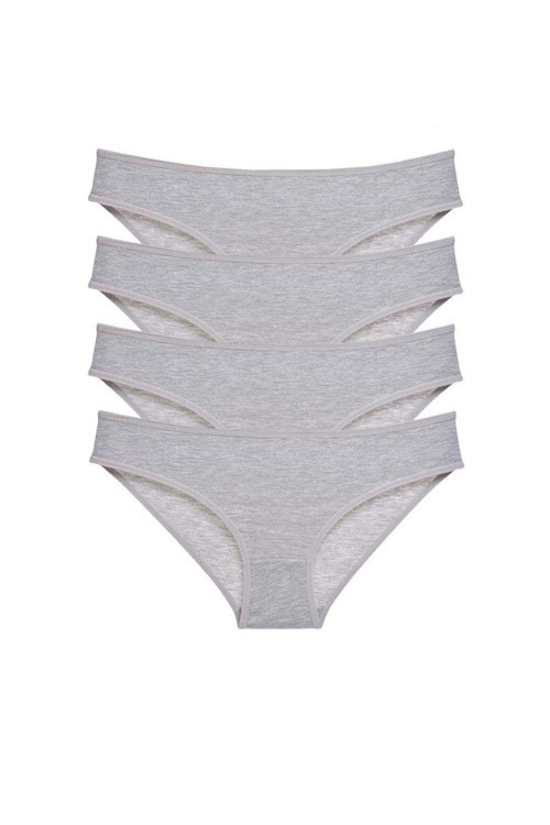 4 adet Süper Eko Set Likralı Kadın Slip Külot Gri